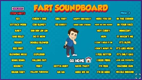 Fast and funny <b>fart</b> meme <b>soundboard</b> in your browser! This extension will make playing your favorite <b>sounds</b> from fartsound. . Fart soundboard